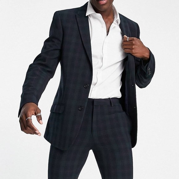 ASOS DESIGN Skinny Suit Jacket 38 Reg Blackwatch Plaid - Picture 4 of 13